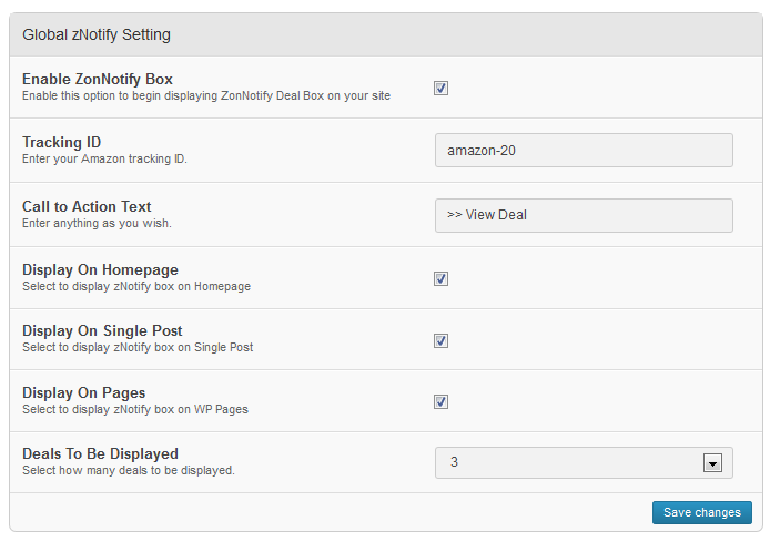 ZonNotify Plugin Settings Page